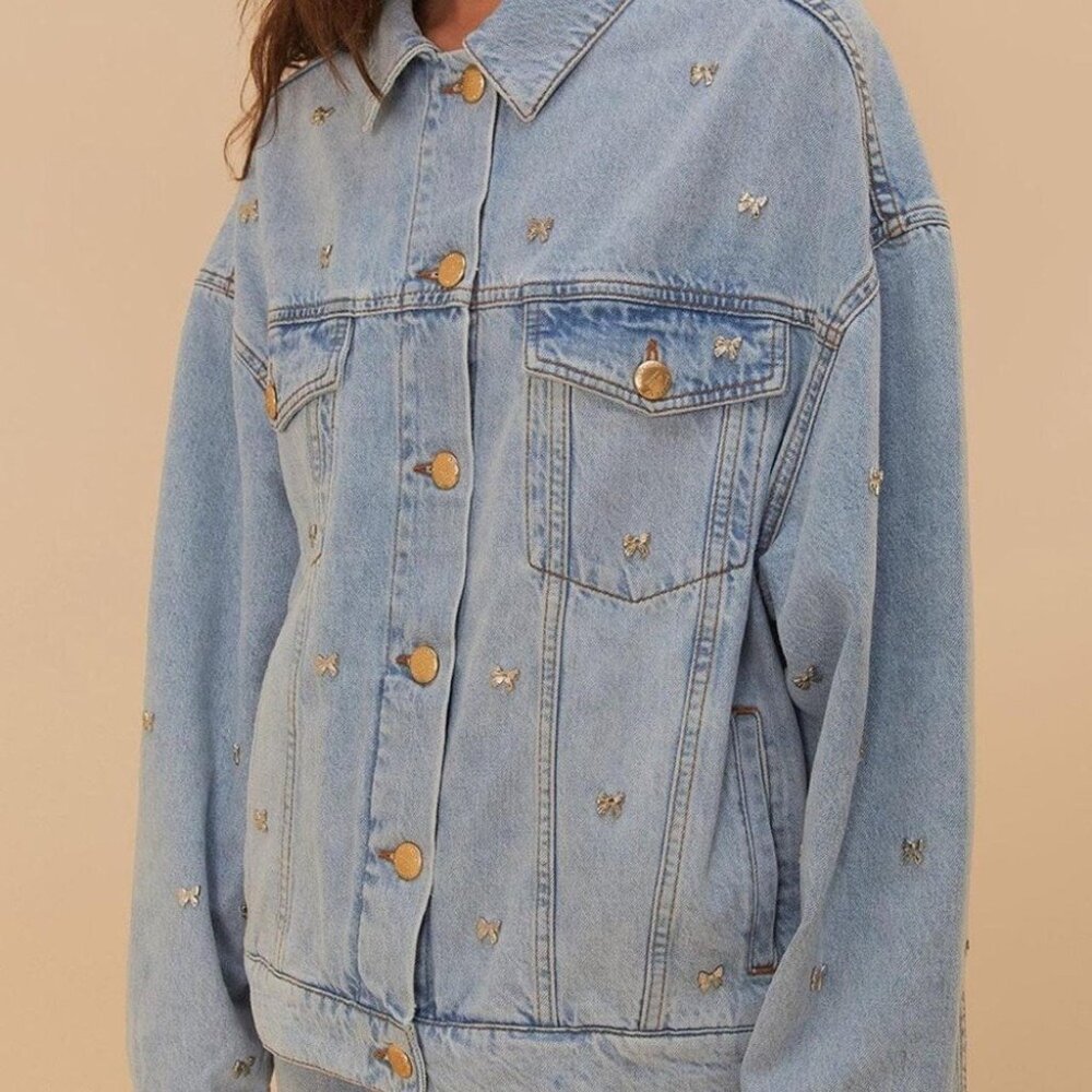FARM Rio Bow Embroidery jacket in Denim DT - Picture 7 of 14